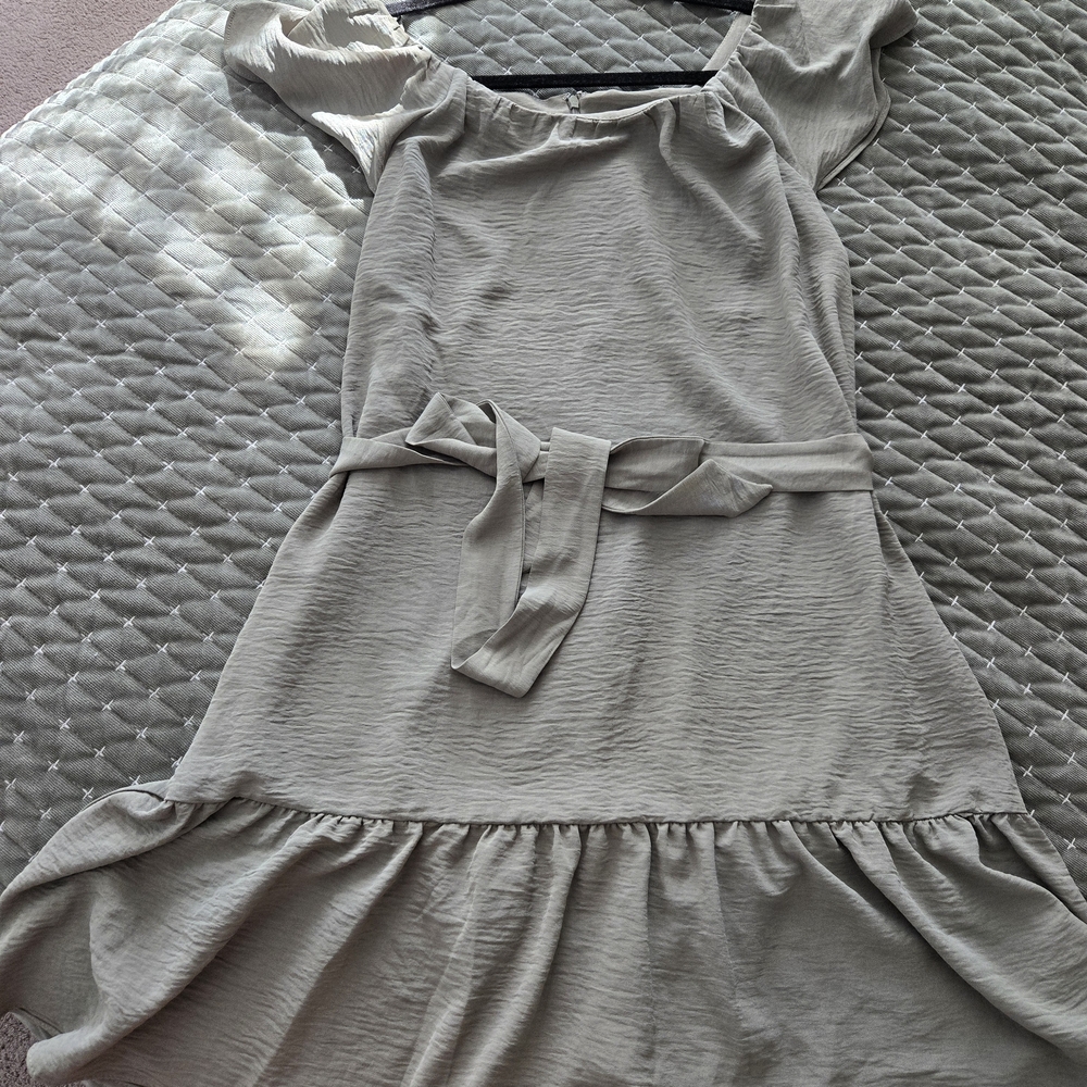 DKNY Beige/Taupe Dress with Tie Waist